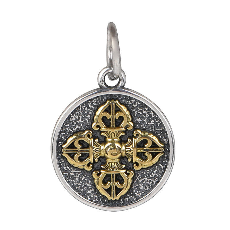 Nimara Ritual 925 Sterling Silver Double Dorje Vajra Blessing Necklace Pendant