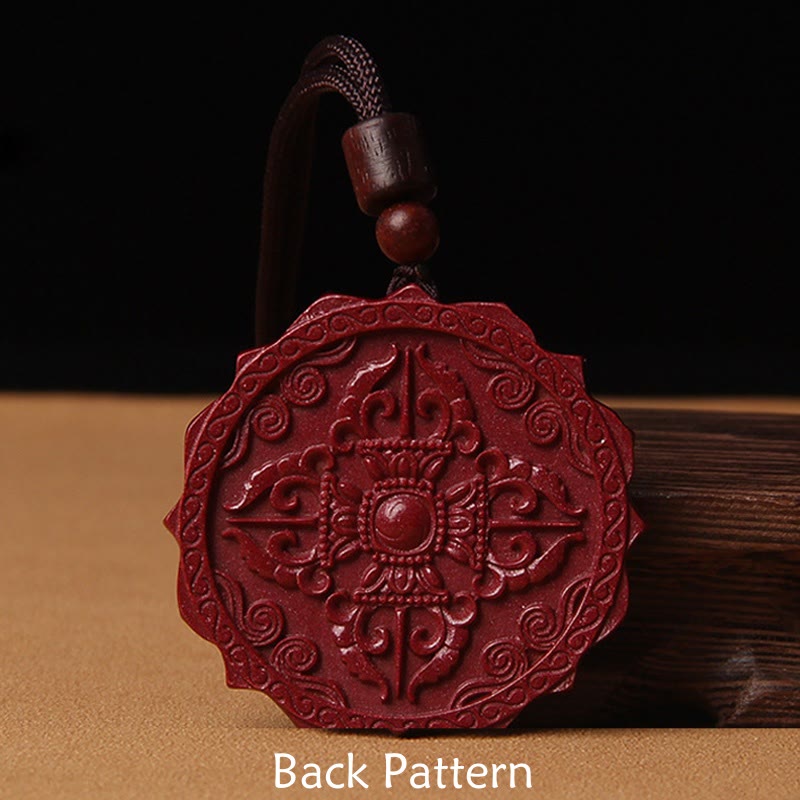 Nimara Ritual Natural Cinnabar Lotus Om Mani Padme Hum Blessing Necklace String Pendant