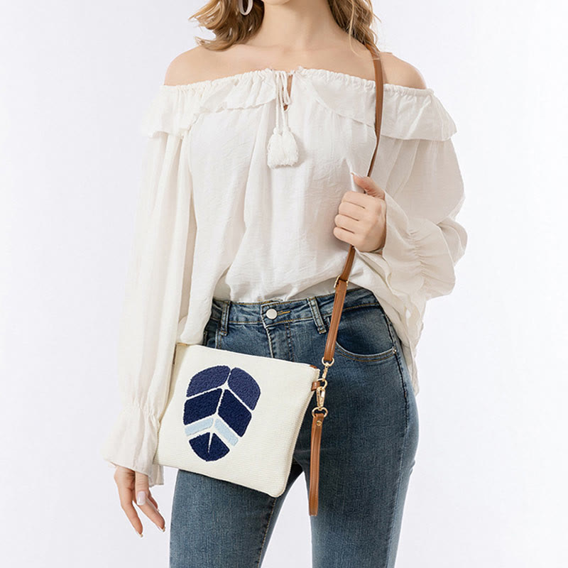 Nimara Ritual Evil Eye Leaf Hamsa Canvas Crossbody Bag Shoulder Bag Handbag
