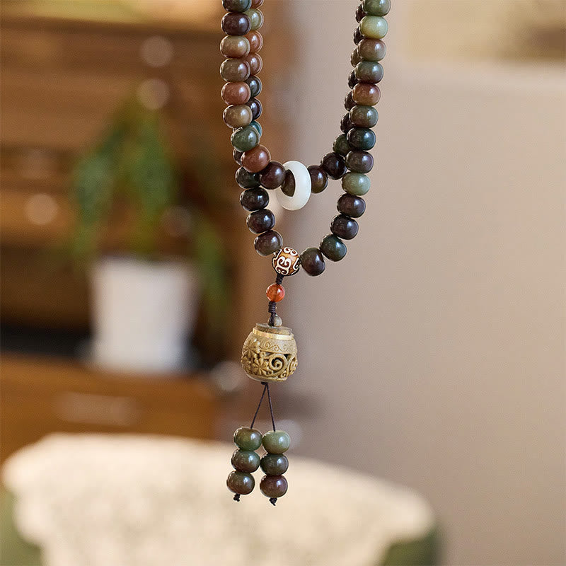 Nimara Ritual 108 Mala Beads Dunhuang Color Bodhi Seed Dzi Bead Keep Away Evil Spirits Bracelet