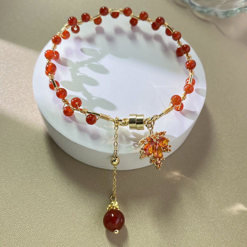 Nimara Ritual Red Maple Leaf Luck Charm Bracelet