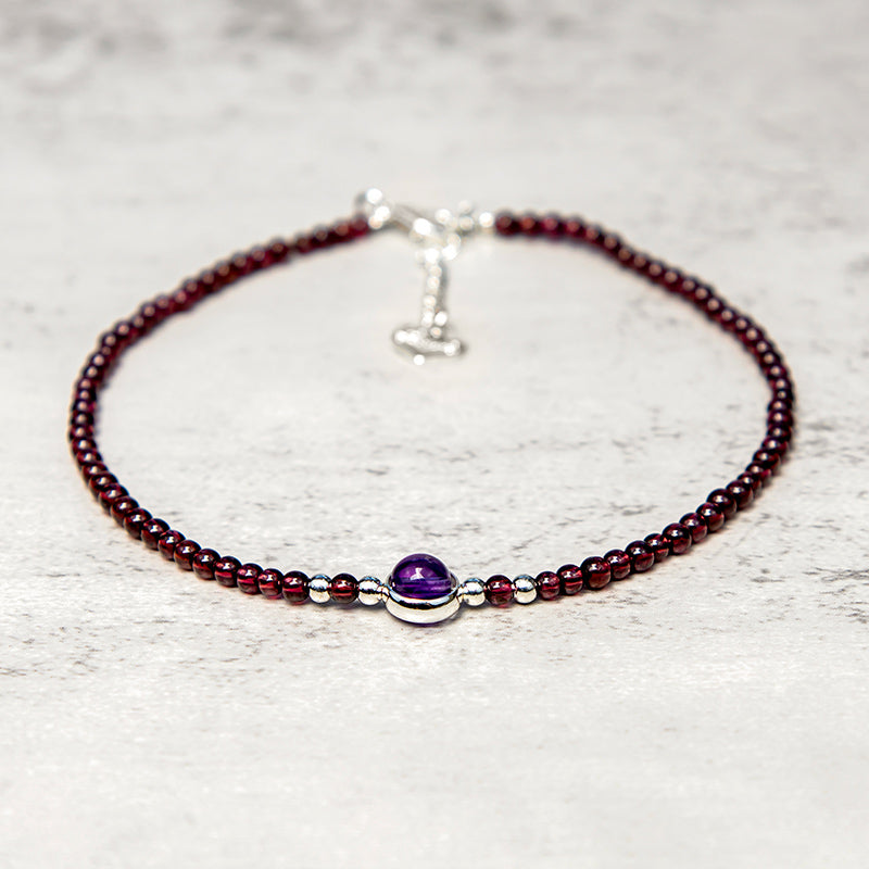 Nimara Ritual Garnet Amethyst Purification Calm Anklet