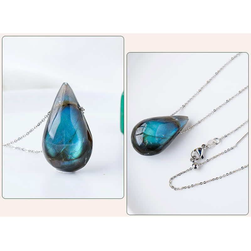 Nimara Ritual Labradorite Water Drop Support Healing Necklace Pendant