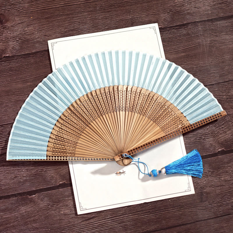 Nimara Ritual Vintage Handheld Folding Fan With Bamboo Frames