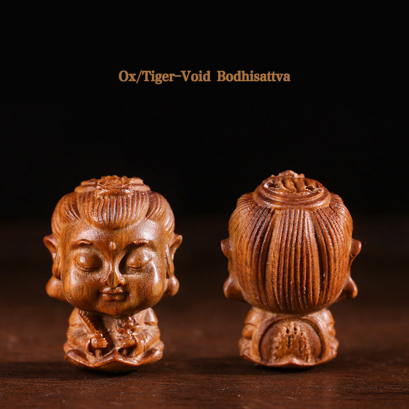 Nimara Ritual Chinese Zodiac Natal Buddha Green Sandalwood Lotus Engraved Positive Home Decoration