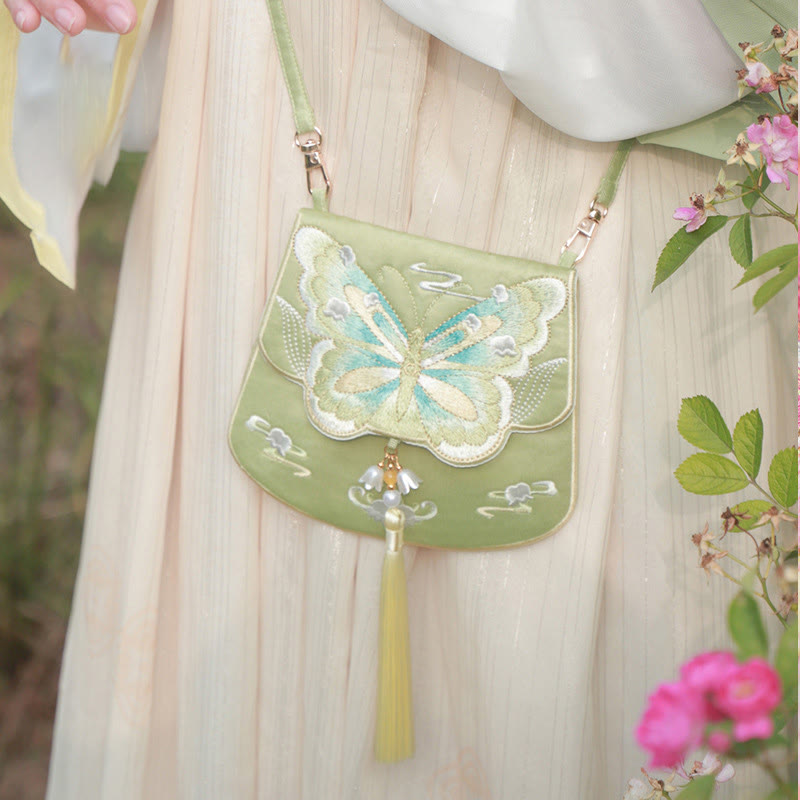 Nimara Ritual Luck Embroidery Lotus Koi Fish Rabbit Flower Hanfu Bag Crossbody Bag Shoulder Bag