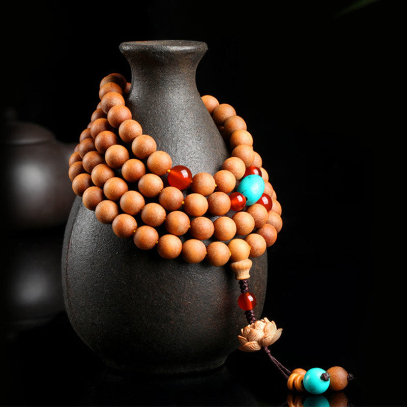 Nimara Ritual Tibetan Sandalwood Lotus Enlightenment Charm Mala Bracelet