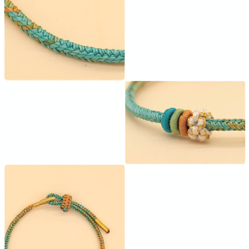 Nimara Ritual Handmade Eight Thread Peace Knot Peach Blossom Knot Luck Rope Braided Bracelet