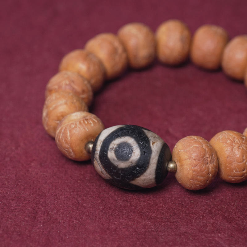 Nimara Ritual Tibet Bodhi Seed Dzi Bead Peace Charm Wrist Mala Bracelet
