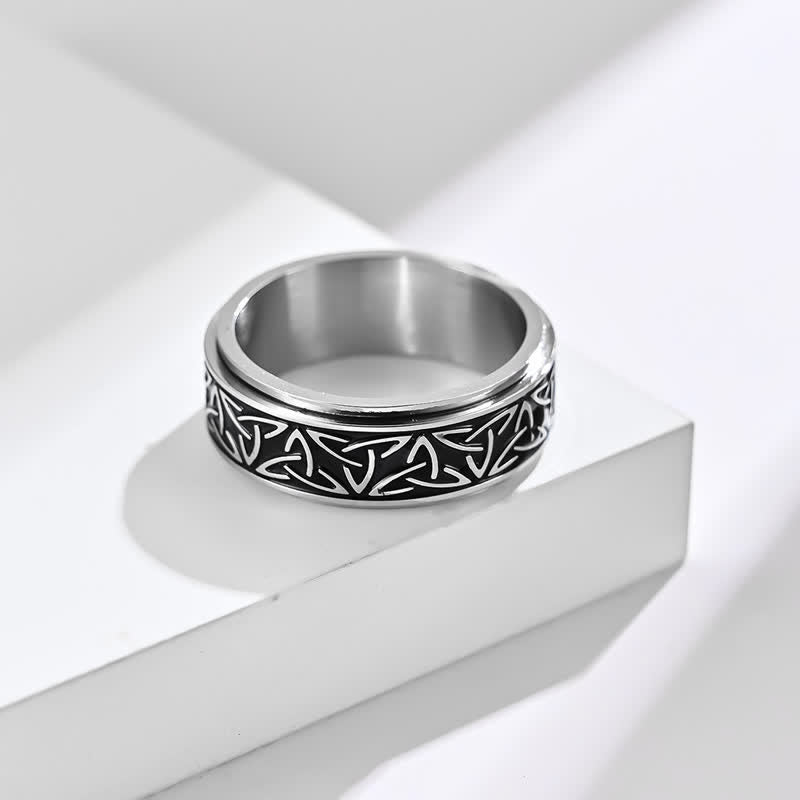 Nimara Ritual Triangle Knot Triquetra Titanium Steel Calm Rotatable Ring