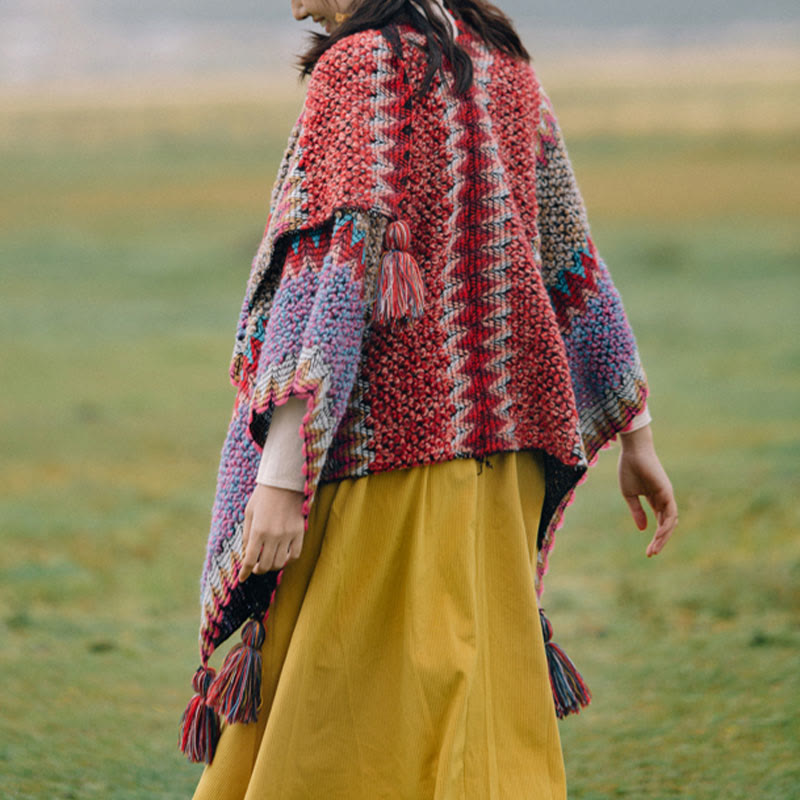 Nimara Ritual Tibetan Shawl Warm Cloak Tibetan Tassel Scarf