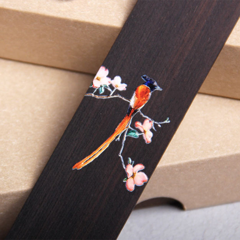 Nimara Ritual Oriole Bird Flower Ebony Wood Bookmarks With Gift Box