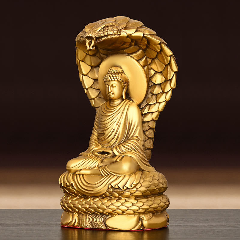Nimara Ritual Buddha Shakyamuni Snake Figurine Serenity Copper Statue Home Offering Decoration