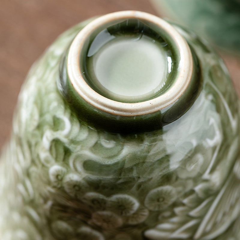 Nimara Ritual Crane Pine Ceramic Teacup Kung Fu Tea Cup 80ml
