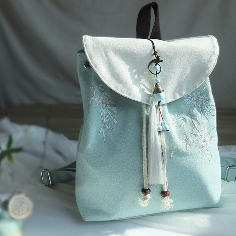 Nimara Ritual Handmade Embroidered Large Capacity Canvas Backpack