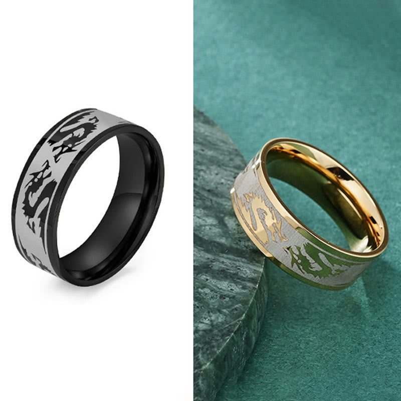 Nimara Ritual Dragon Carved Protection Strength Titanium Steel Ring
