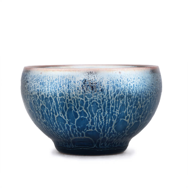 Nimara Ritual Handmade Jellyfish Dragon Scale Pattern Chinese Jianzhan Ceramic Teacup Tenmoku Kung Fu Tea Cup