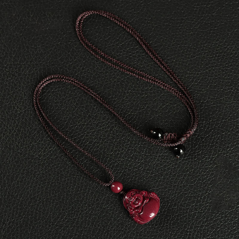 Nimara Ritual Laughing Buddha Cinnabar Blessing Necklace Pendant Phone Hanging Decoration Key Chain