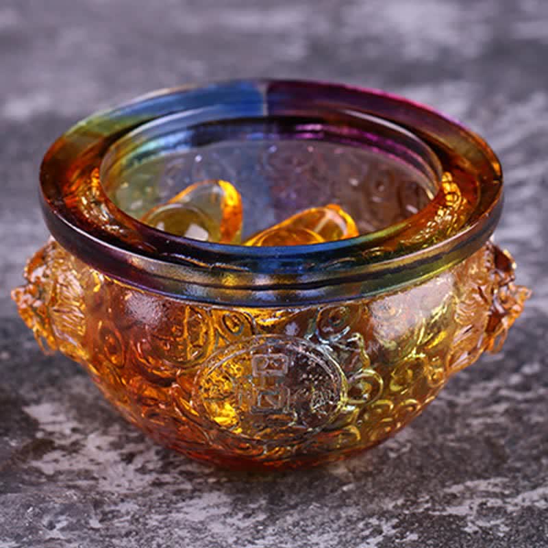 Nimara Ritual Handmade Liuli Crystal Treasure Bowl Art Piece Home Decoration