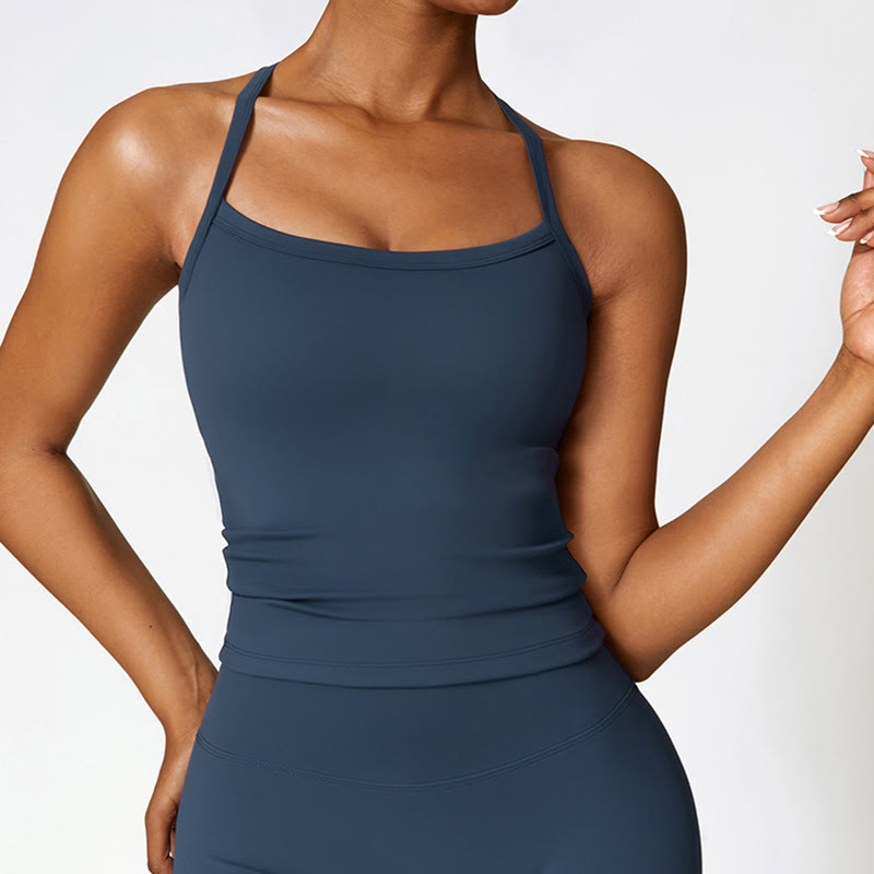 Nimara Ritual Solid Color Crop Tank Top High Waist Shorts Sports Fitness Gym Yoga Outfits