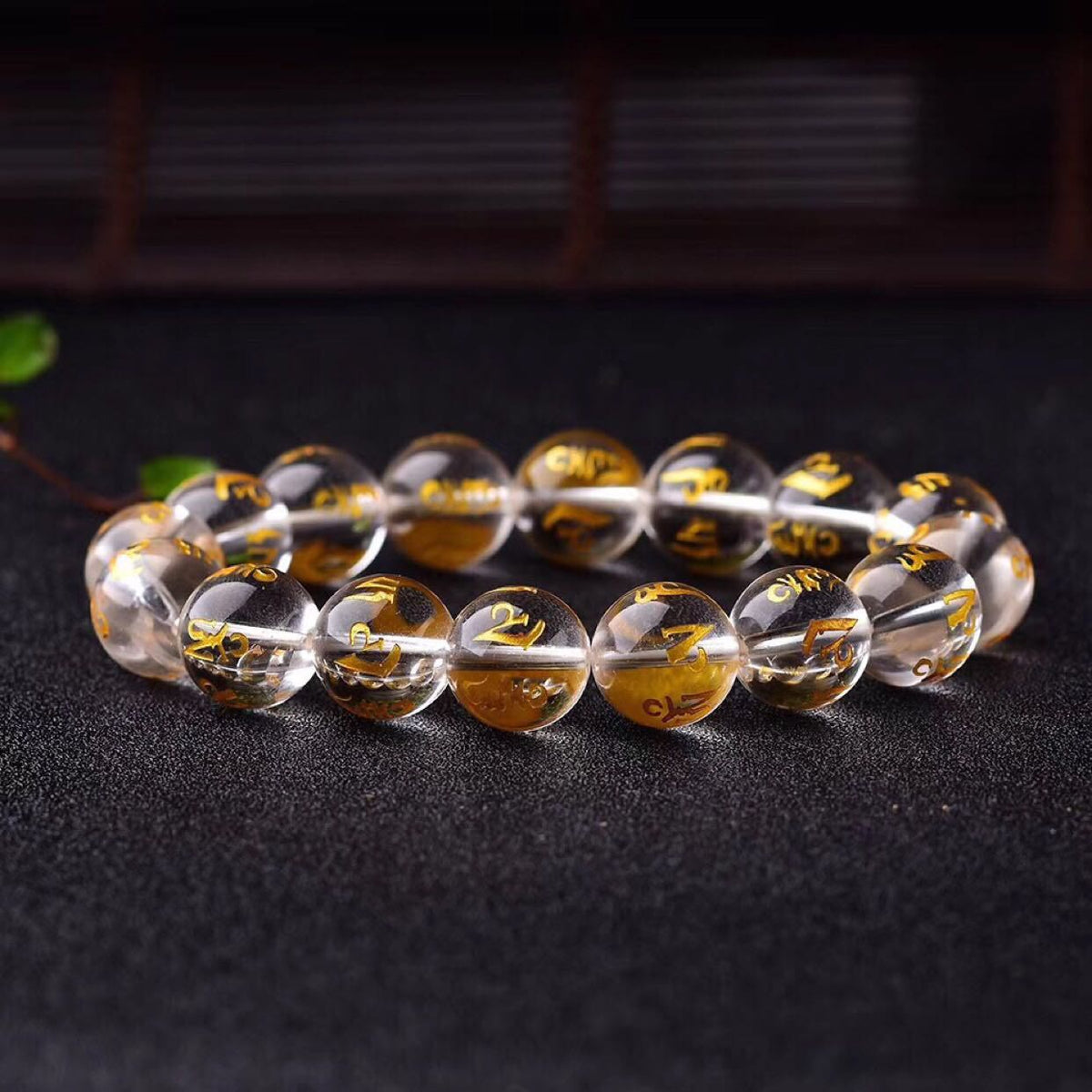 Nimara Ritual Tibet White Crystal Black Onyx Om Mani Padme Hum Meditation Bracelet