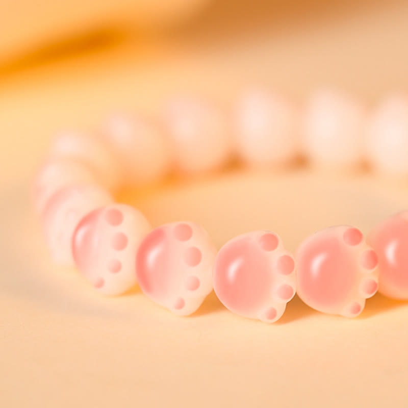 Nimara Ritual Natural Bodhi Seed Lovely Paw Lucky Cat Paw Peace Bracelet