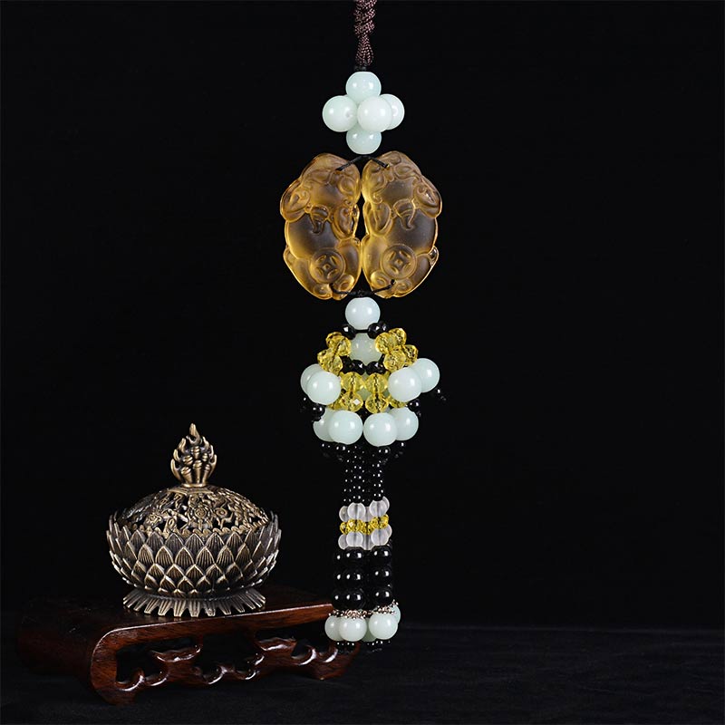 Nimara Ritual FengShui Jade PiXiu Harmony Car Pendant Decoration