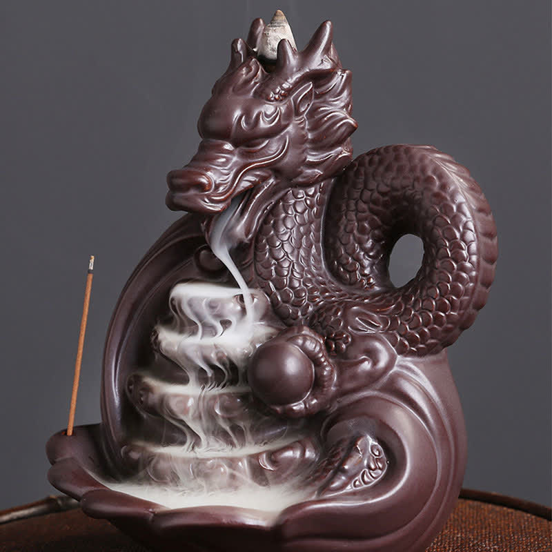 Nimara Ritual Dragon Pattern Success Ceramic Incense Burner Decoration