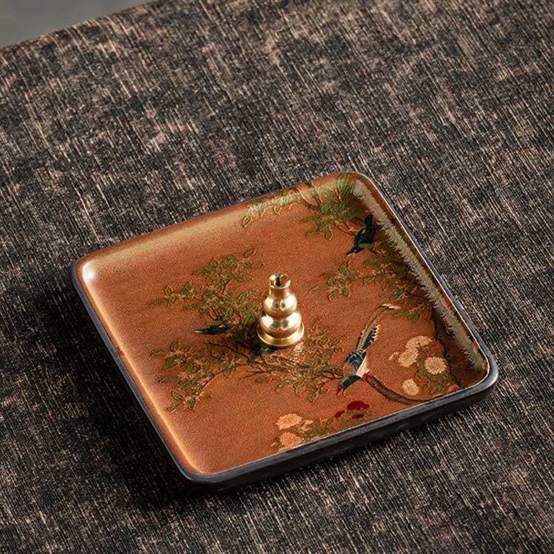 Nimara Ritual Mountain Lake Flower Leaf Healing Ceramic Plate Tray Stick Incense Burner Decoration