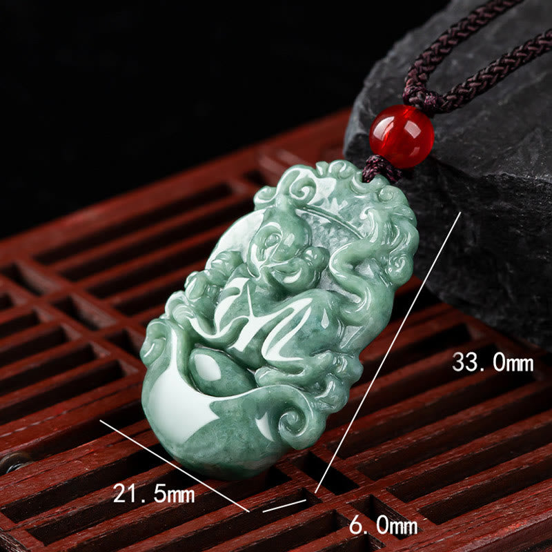 Nimara Ritual Natural Jade 12 Chinese Zodiac Prosperity Necklace Pendant