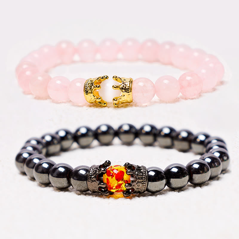 Nimara Ritual Natural Stone King&Queen Crown Healing Energy Beads Couple Bracelet
