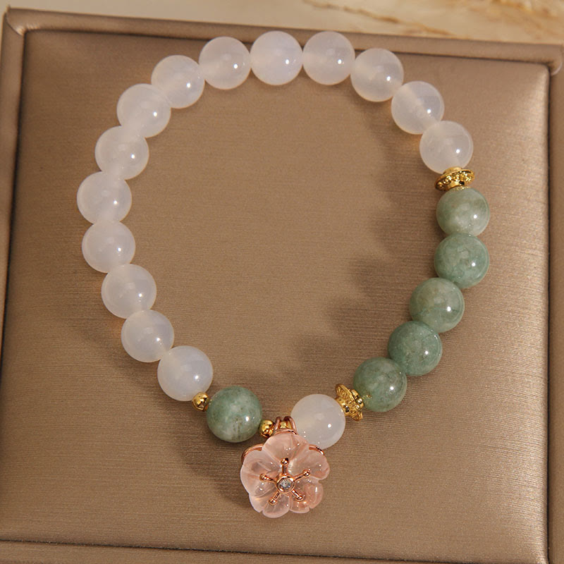 Nimara Ritual White Agate Jade Flower Charm Luck Protection Bracelet
