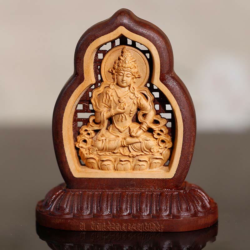 Nimara Ritual Vajrasattva Buddha Wood Engraved Compassion Statue Figurine Decoration