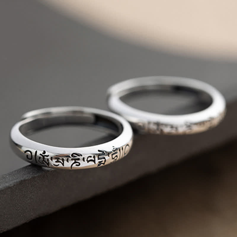 Nimara Ritual 990 Sterling Silver Six True Words Om Mani Padme Hum Love Peace Ring