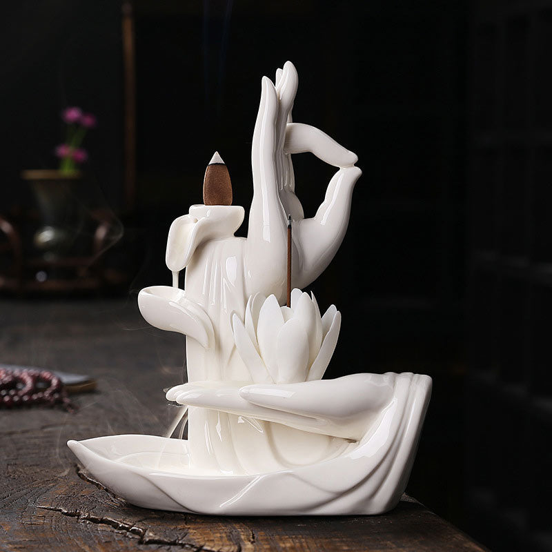 Nimara RitualTibetan Lotus Blessing Incense Burner Decoration