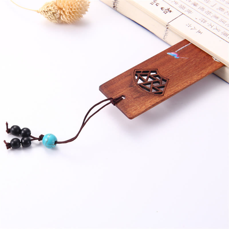 Nimara Ritual 4Pcs Four Seasons Plum Orchid Bamboo Chrysanthemum Peking Opera Mask Wood Bookmarks With Gift Box