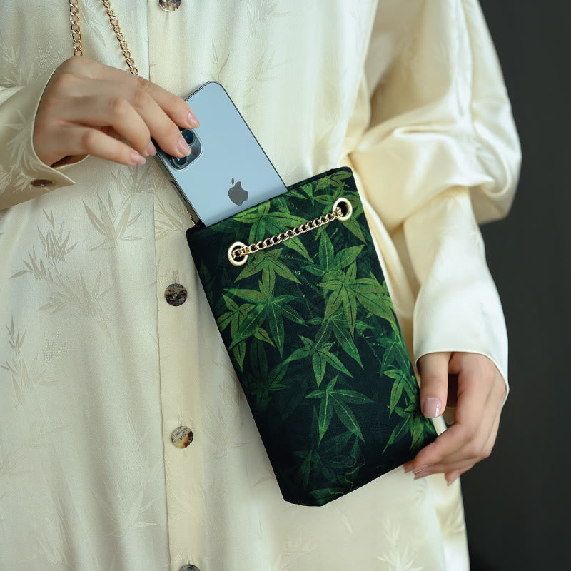 Nimara Ritual Small Maple Leaf Persimmon Metal Chain Crossbody Bag Shoulder Bag Cellphone Bag