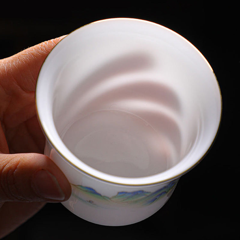 Nimara Ritual Mountains Rivers Tree Ceramic Teacup Kung Fu Tea Cup 120ml
