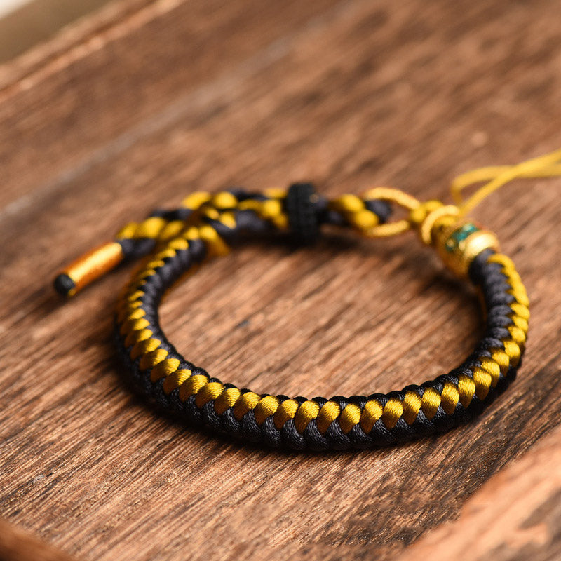 Nimara Ritual Handmade Tibetan Black Gold Dragon Scale Rope Om Mani Padme Hum Purity Bracelet