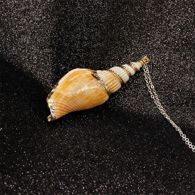 Nimara Ritual Natural Shankha Conch Shell Seashell Lucky Necklace Pendant