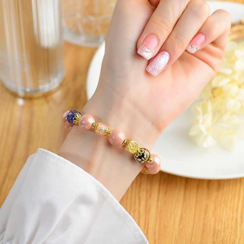 Nimara Ritual Tibetan Incense Ash Liuli Glass Bead Luck Protection Nine Tailed Fox Bracelet