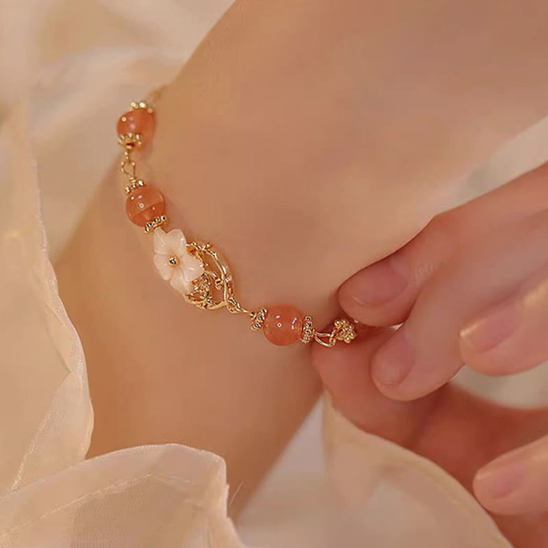 Nimara Ritual Red Agate Tridacna Stone Flower Confidence Bracelet