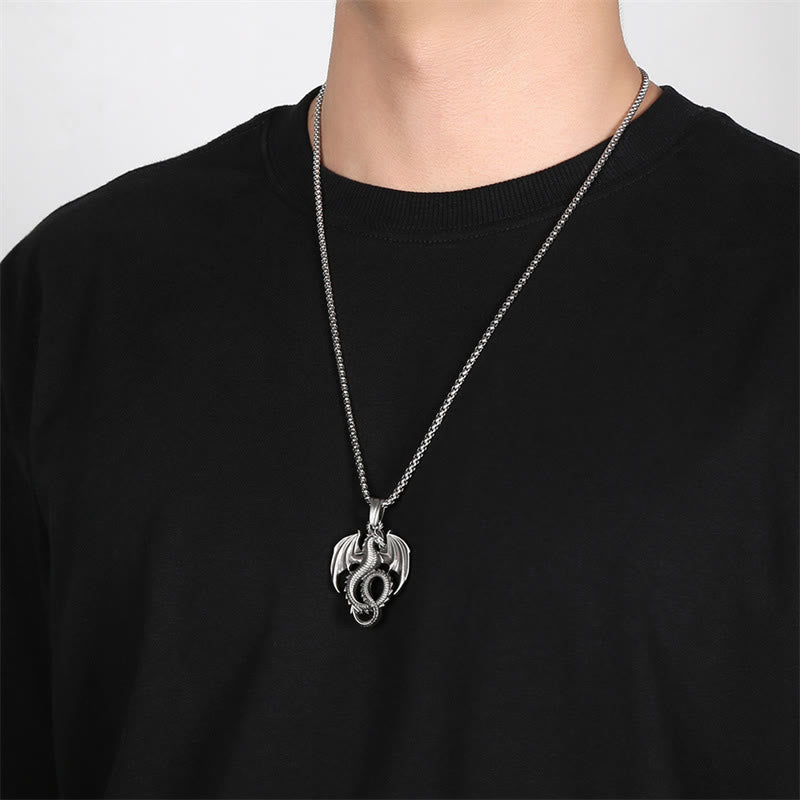 Nimara Ritual Pure Tin Dragon Luck Success Necklace Pendant