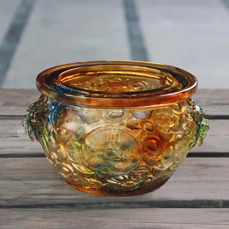 Nimara Ritual Handmade Liuli Crystal Treasure Bowl Art Piece Home Decoration