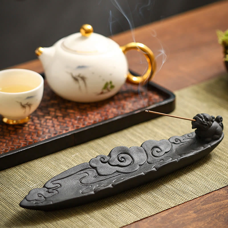 Nimara Ritual Auspicious Clouds Pixiu Healing Ceramic Stick Incense Burner Decoration