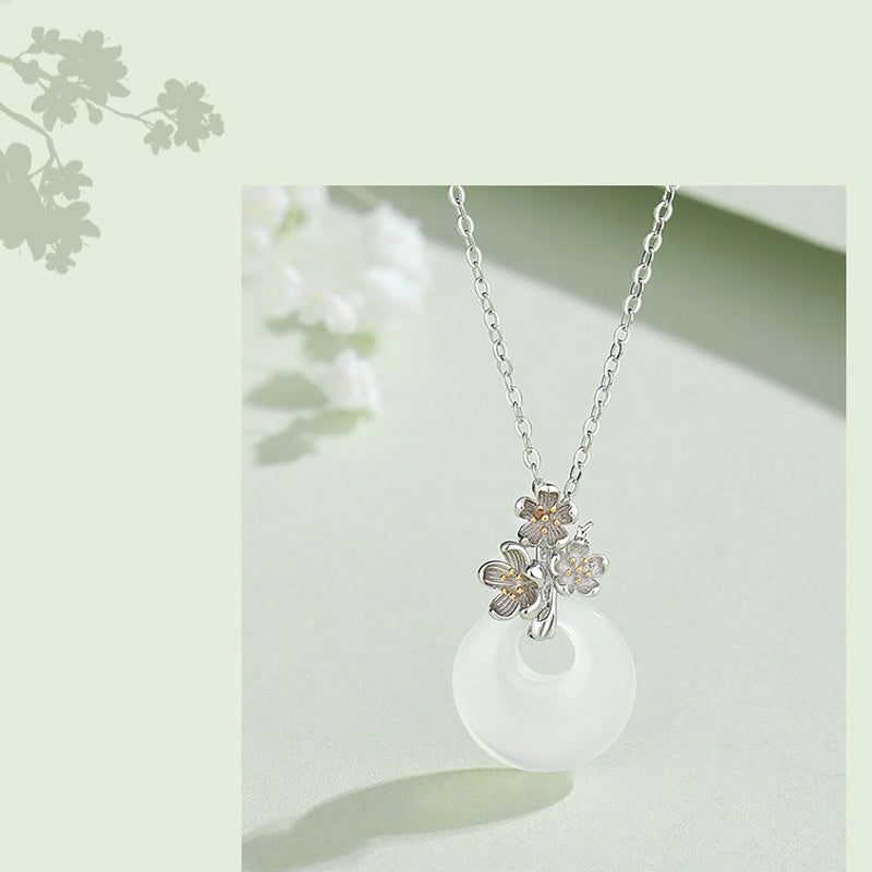 Nimara Ritual 925 Sterling Silver Round Chalcedony Twelve Months Flower Harmony Necklace Pendant