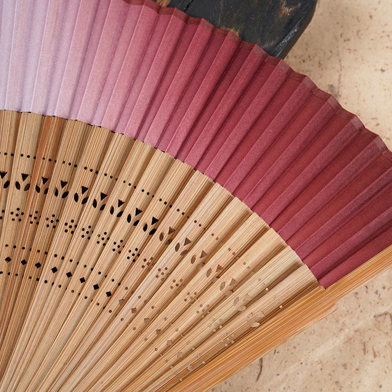 Nimara Ritual Solid Color Gradient Hollow Engraved Handheld Bamboo Folding Fan