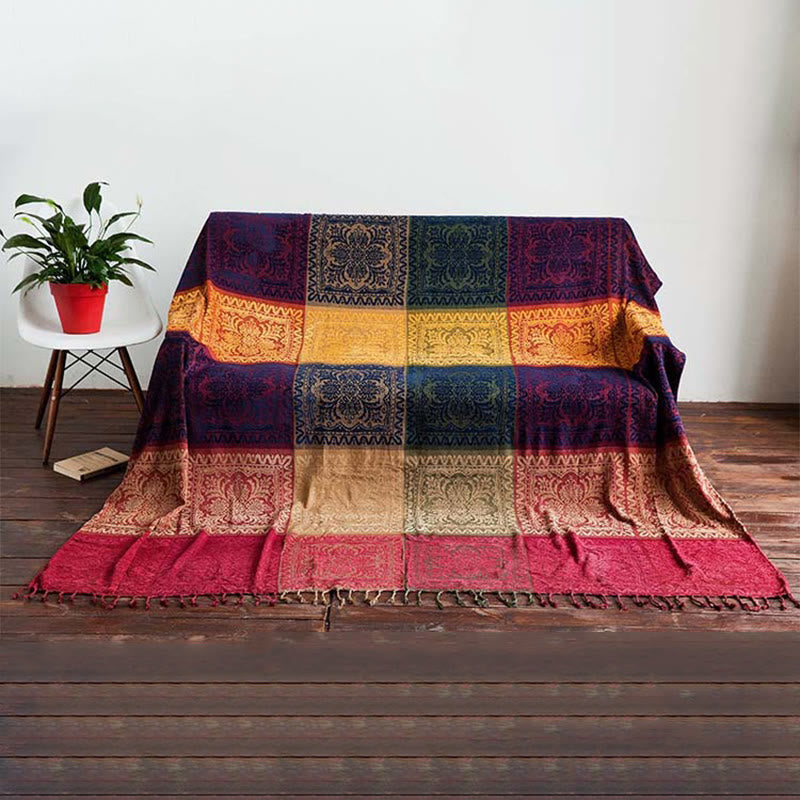 Nimara Ritual Tibetan Floral Pattern Hand-Dyed Craftsman Blanket