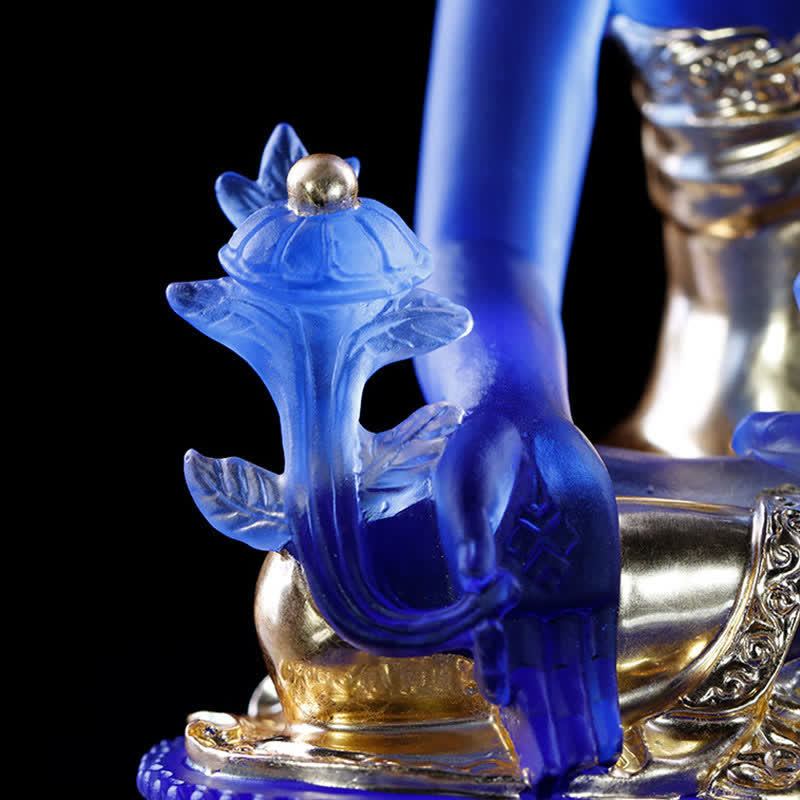 Nimara Ritual Medicine Buddha Handmade Liuli Crystal Art Piece Compassion Statue Home Office Offering Decoration