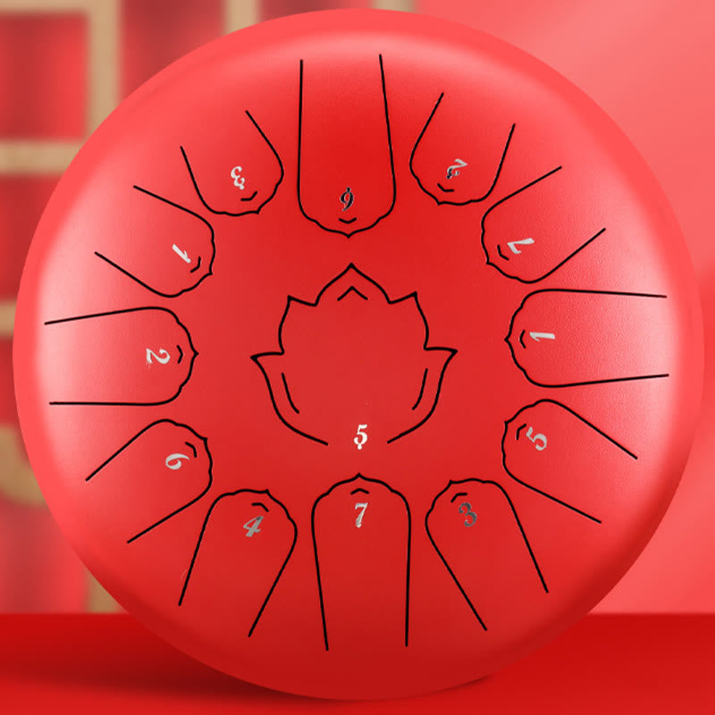 Nimara Ritual Steel Tongue Drum Sound Healing Mindfulness Lotus Pattern Yoga Drum Kit 13 Note 12 Inch Percussion Instrument